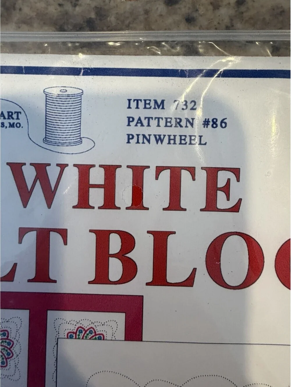 Vtg Rare Jack Dempsey White Quilt Blocks 18” Pinwheel #86 New